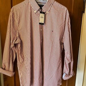Tommy Hilfiger Men's Red Striped Shirt size medium